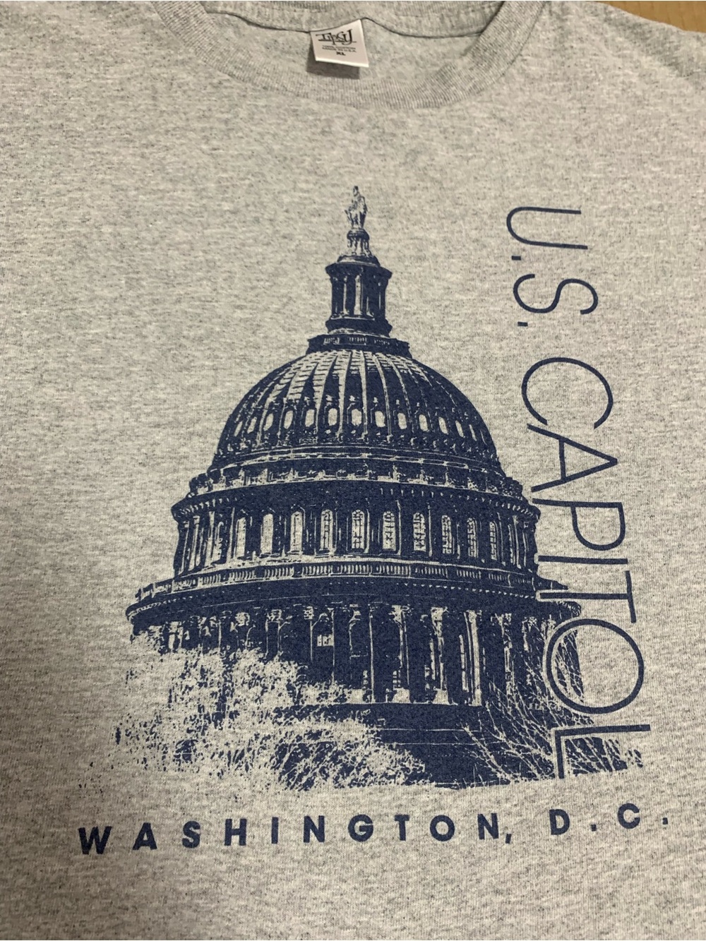 Washington DC T-Shirt GRAY  Capitol Single Stitch 100% COTTON 90s -USA MADE-XL